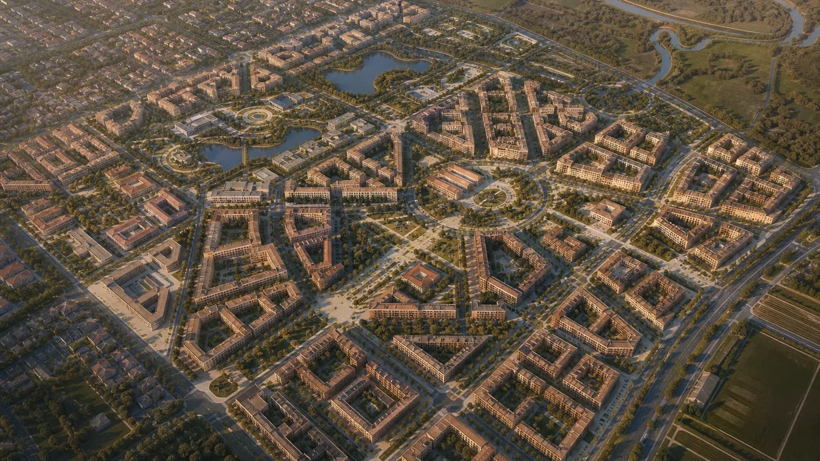 Masterplan elevasiya görünüşü — yaşayış blokları və şəhərsalma sxemi