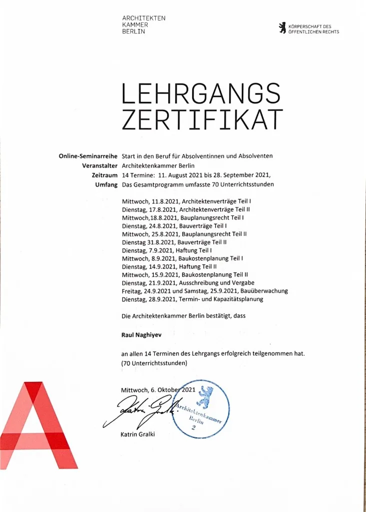 Architektenkammer Berlin — Start in den Beruf