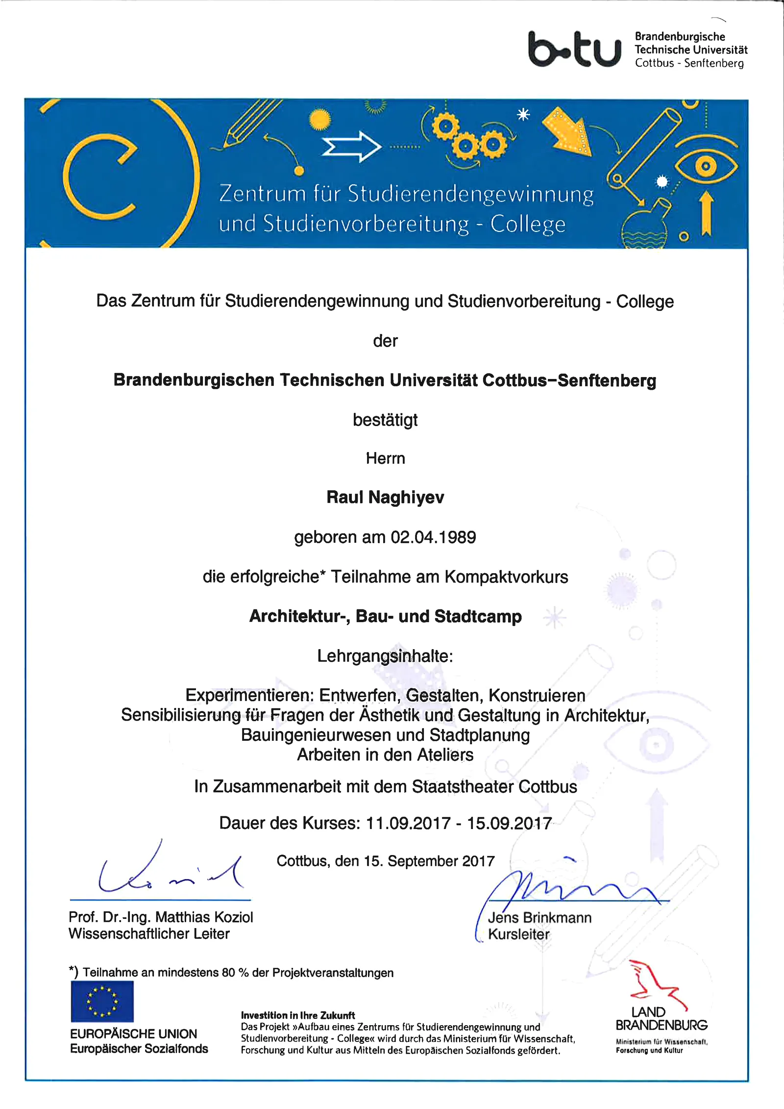 Vorkurs certificate