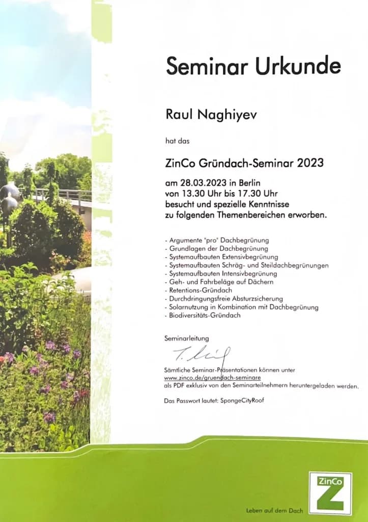 ZinCo Gründach-Seminar 2023